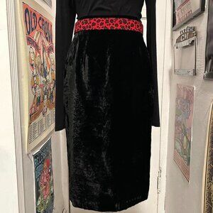 Vintage Black “Crushed” Velvet Velour Skirt